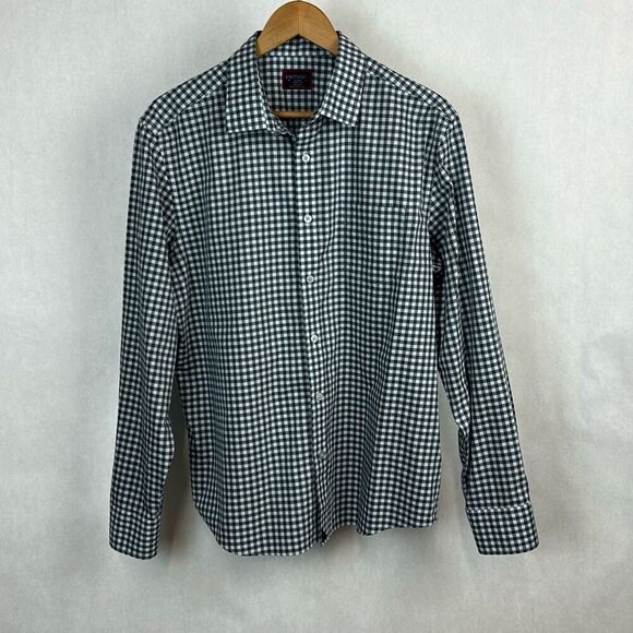UnTuckIt Men’s Alden Button Front Shirt Sz Large Blue Plaid Long Slv Wrinkle Fre - Picture 1 of 6